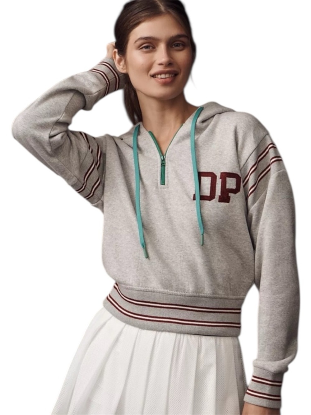 Anthropologie Daily Practice Drawstring Hoodie Sweatshirt Heather Gray NWT - Picture 2 of 12
